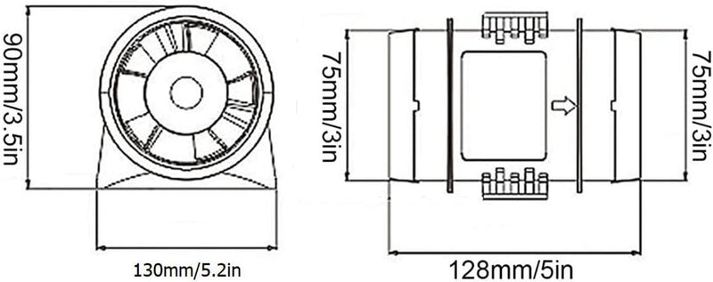 KIMISS Boot Yacht Ersatzteile, 12V Inline Blower 12V Inline Blower Fan 3 Zoll Inline Blower Bilge Bl