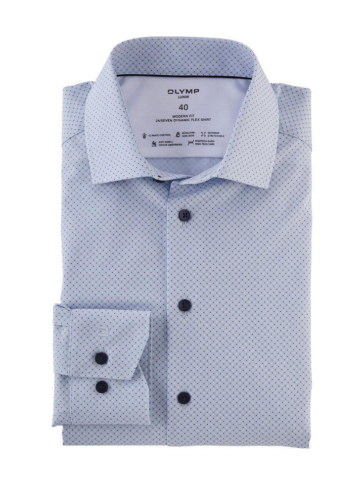 OLYMP Herren Businesshemd Luxor 24/Seven,Rotationsdruck,modern fit,Global Kent 46 Hellblau, 46 Hellb
