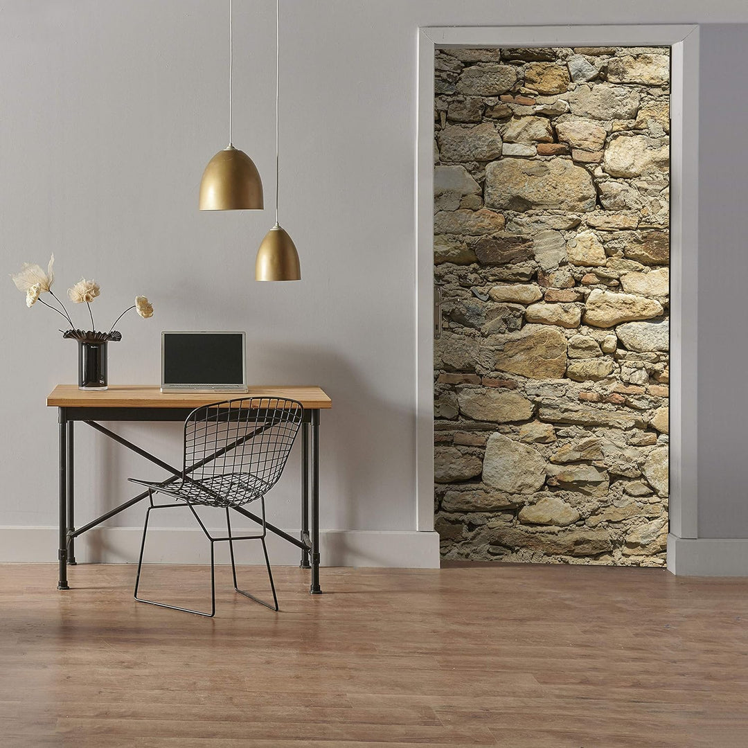 wandmotiv24 Türtapete Alte Steinmauer 90 x 200cm (B x H) - Dekorfolie selbstklebend Sticker für Türe