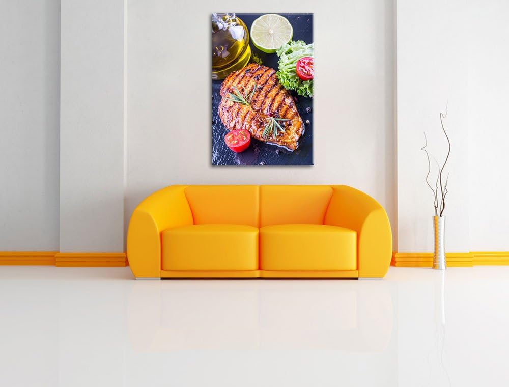 Grillmeister Steak Format: 100x70 auf Leinwand, XXL riesige Bilder fertig gerahmt mit Keilrahmen, Ku