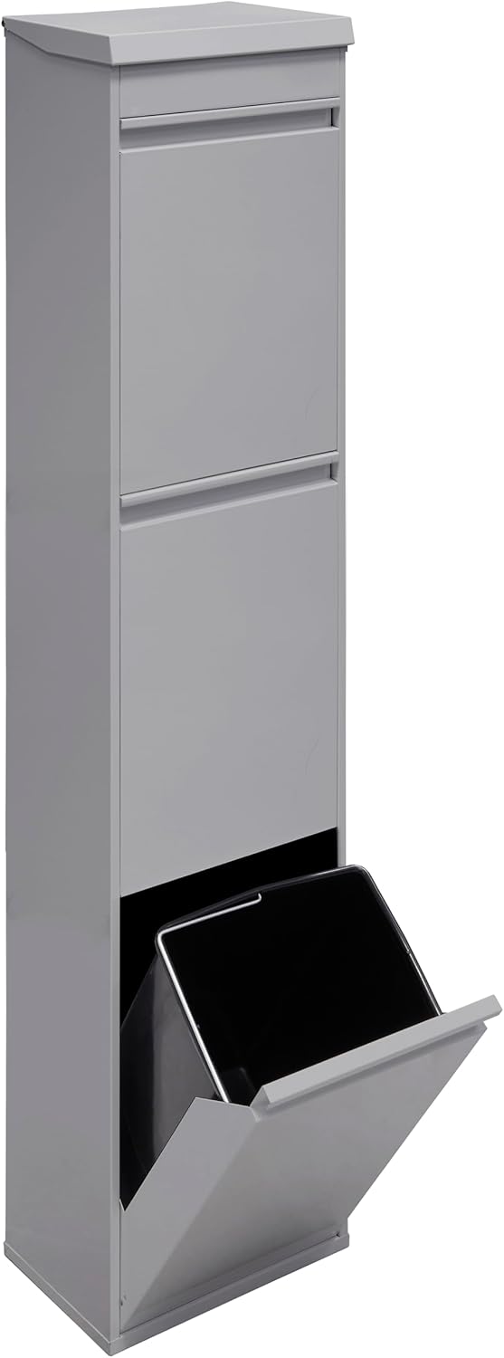 ARREGUI Top CR322-B Mülltrennsystem aus Stahl mit Aufbewahrungsbox mit Deckel | 3 Fächer Mülleimer f