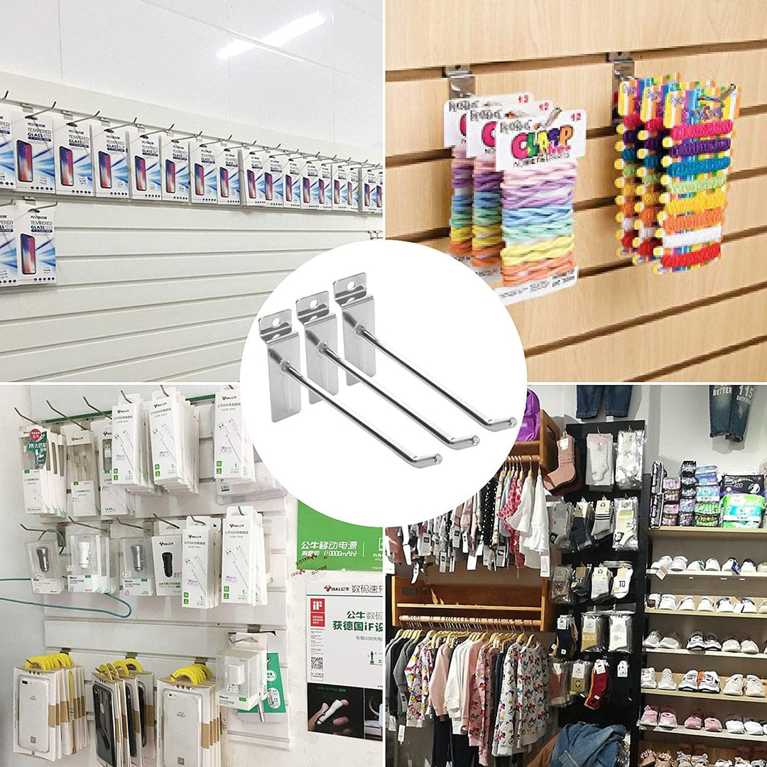 Fdit 25 stücke 15 cm 6 Zoll Slat Wall Panel Haken Wand Produkt Träger Shop Regal Haken MEHRWEG VERPA