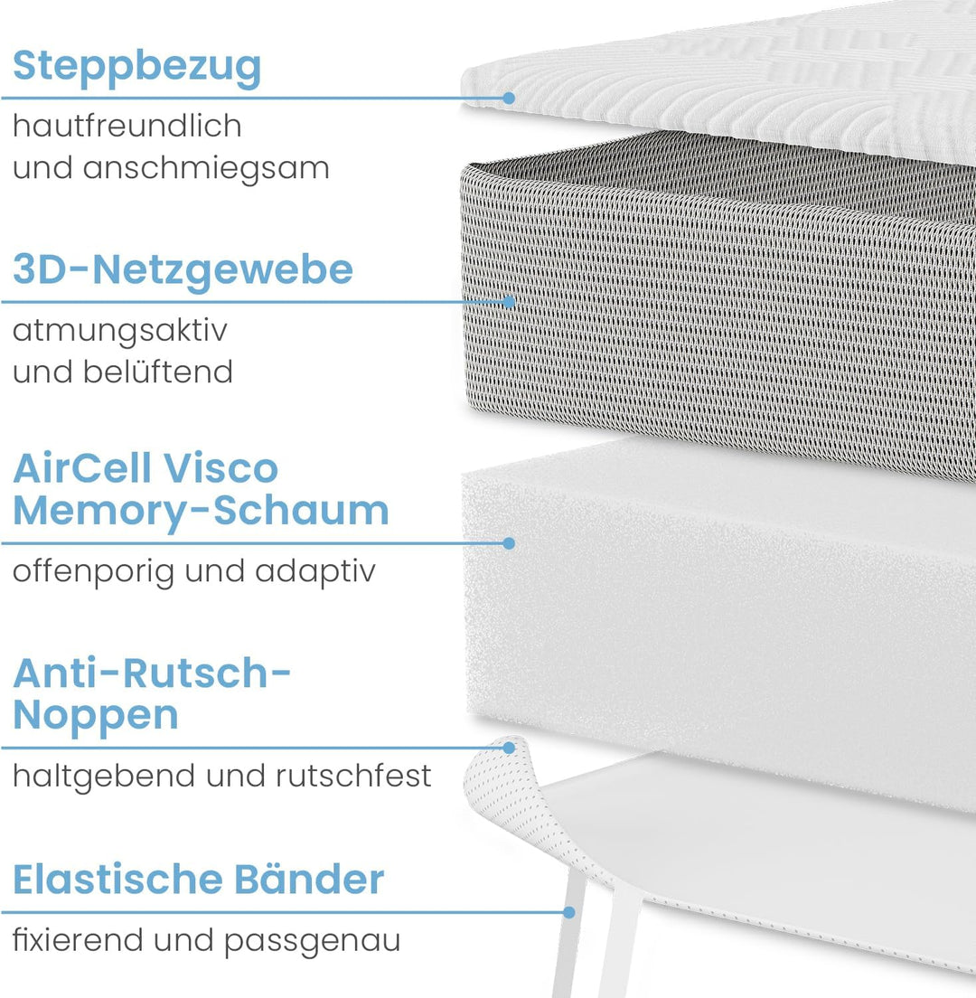 Viscoelastischer Matratzen Topper 80x190cm, Matratzentopper mit Memory Foam Effekt, 8 cm Höhe, Matra