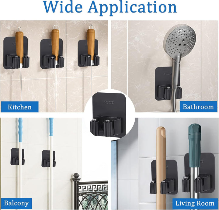 Besenhalterung Wand, 3 Stück Edelstahl Besenhalter Selbstklebend, KüChenorganizer Haken Ohne Bohren,