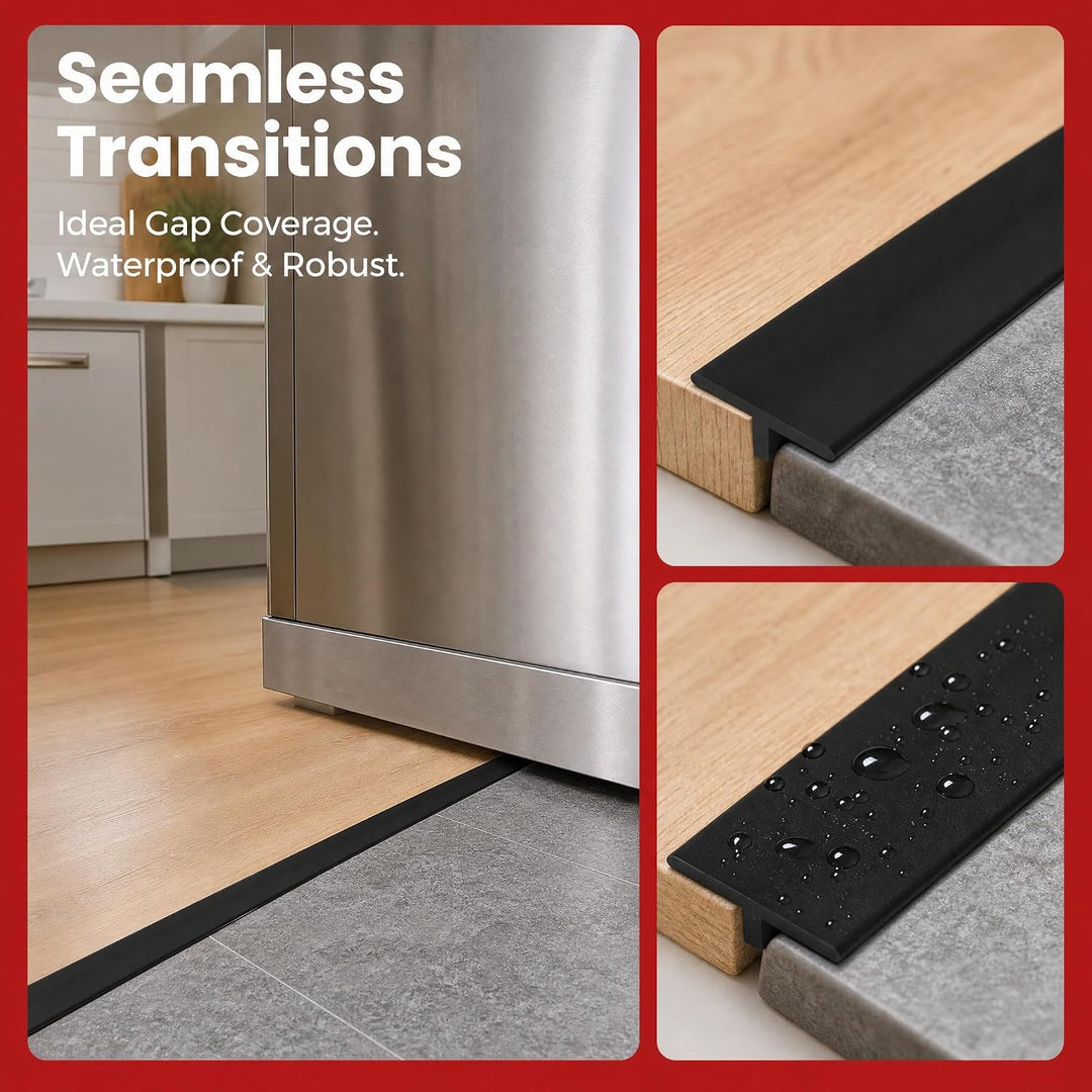 5m Schwarzer T Profil Laminat Übergangsprofil Selbstklebend Silikon 2cm Breit Übergangsleiste Boden