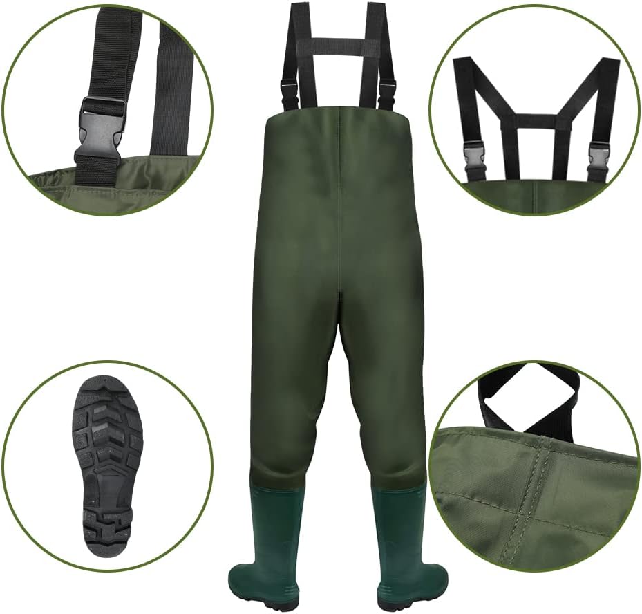 Jiubiaz Wathose 70D Nylon Composite PVC Angelhose, mit rutschfesten Gummistiefeln, Teichhose, Hochwa