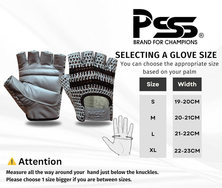 PSS Fingerlose Halbfinger Gepolstert Leder Netz Handschuhe Herren Manner Muskeltraining Bodybuilding