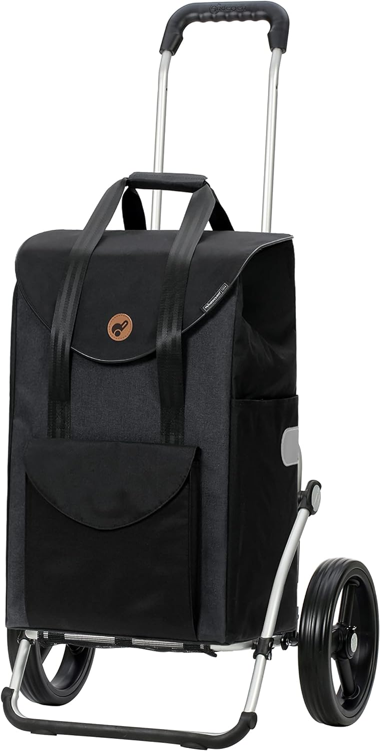 Andersen Shopper Royal mit 3-Speichenrad Alu klappbar mit Rad Ø 25 cm und 49 Liter Tasche Senta schw