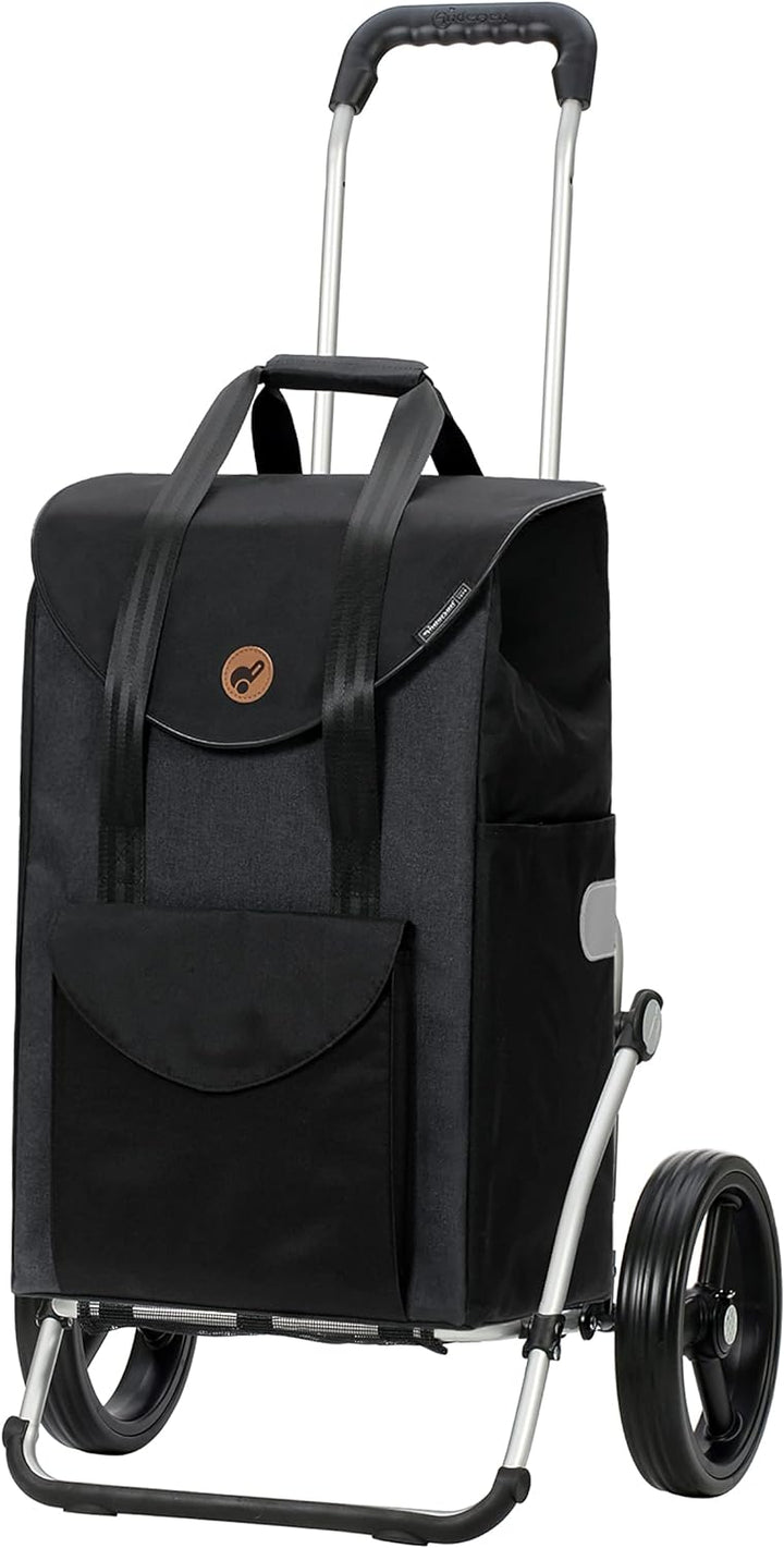 Andersen Shopper Royal mit 3-Speichenrad Alu klappbar mit Rad Ø 25 cm und 49 Liter Tasche Senta schw