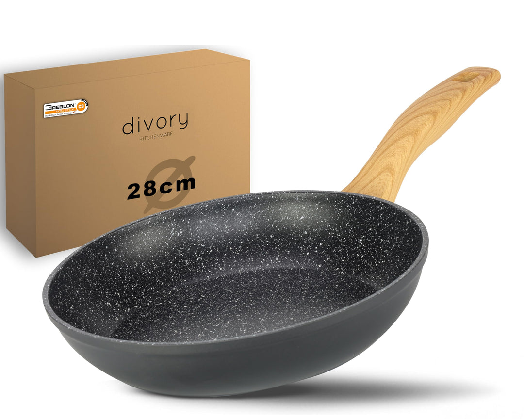 DIVORY Bratpfanne 28cm Induktion – Antihaft Beschichtete grosse Universalpfanne für alle Herdarten -