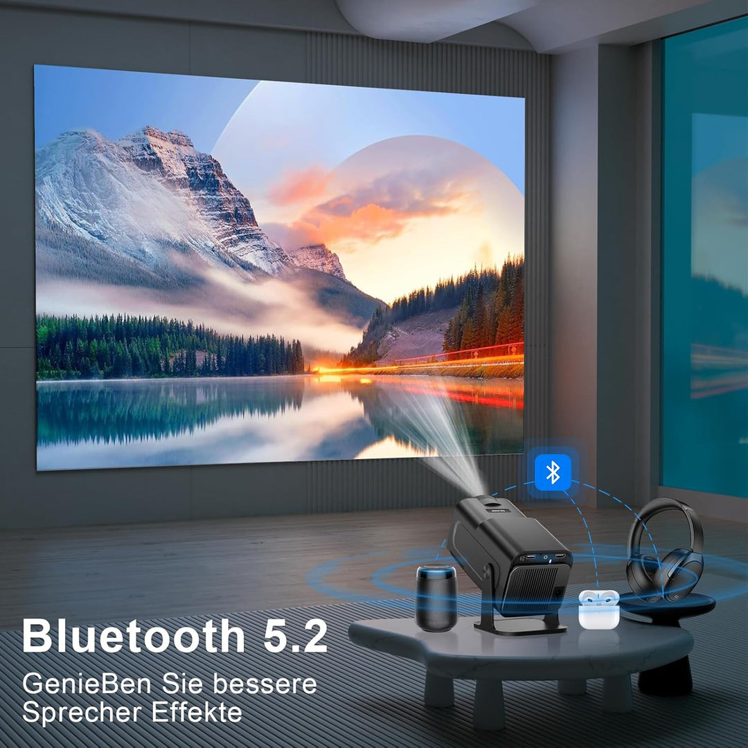 HY320 Mini Beamer Android 11，1080P Projector WIFI6 BT5.0 Heimkino Beamer, 12000Lumen FHD 4K Unterstü