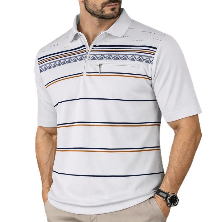 Soltice Polo Shirts Herren Kurzarm, Blousonshirts, Gestreifte Polohemden mit Brusttasche aus Baumwol