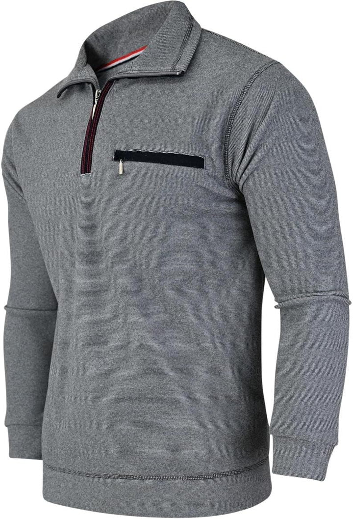 Soltice Herren Langarm Sweatshirt mit Brusttasche, Gestreifter Strickpullover mit Kragen, Meliert, W