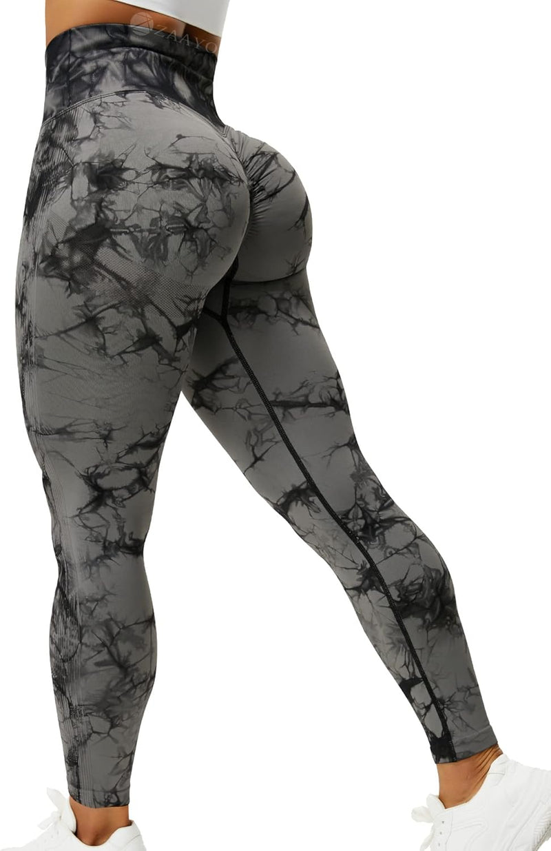 ZAAYO Damen Gym Leggings Sport Booty Scrunch Butt High Waist Seamless Yoga Hosen 