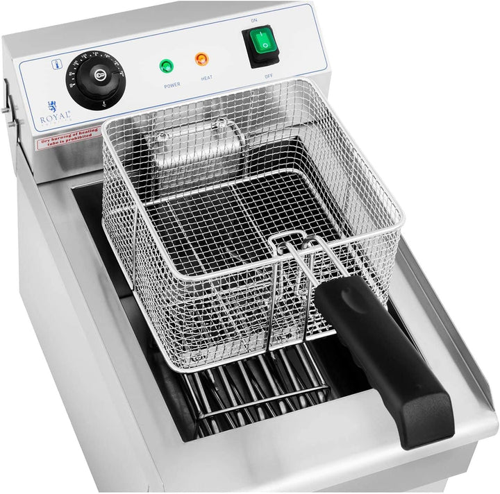 Royal Catering Elektro-Fritteuse Kapazität 13 l 3200 W Temperaturbereich 50-200 °C Ablasshahn Edelst