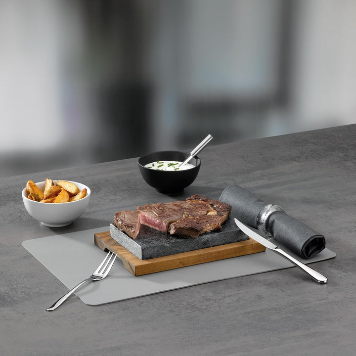kela Country Heisser Stein mit Servierplatte, Steingrill, Lavastein Steakbrett, Hot Stone Grill, dun