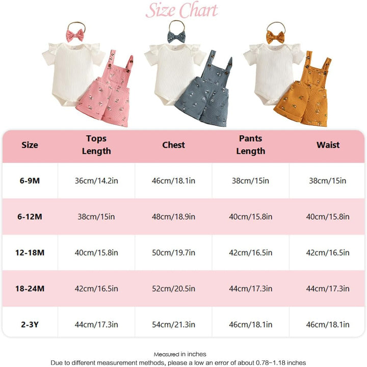 Kleinkind Baby Mädchen Sommerkleidung Rippstrick-Tops Trägerhosen mit Blumenmuster und Stirnband 18-