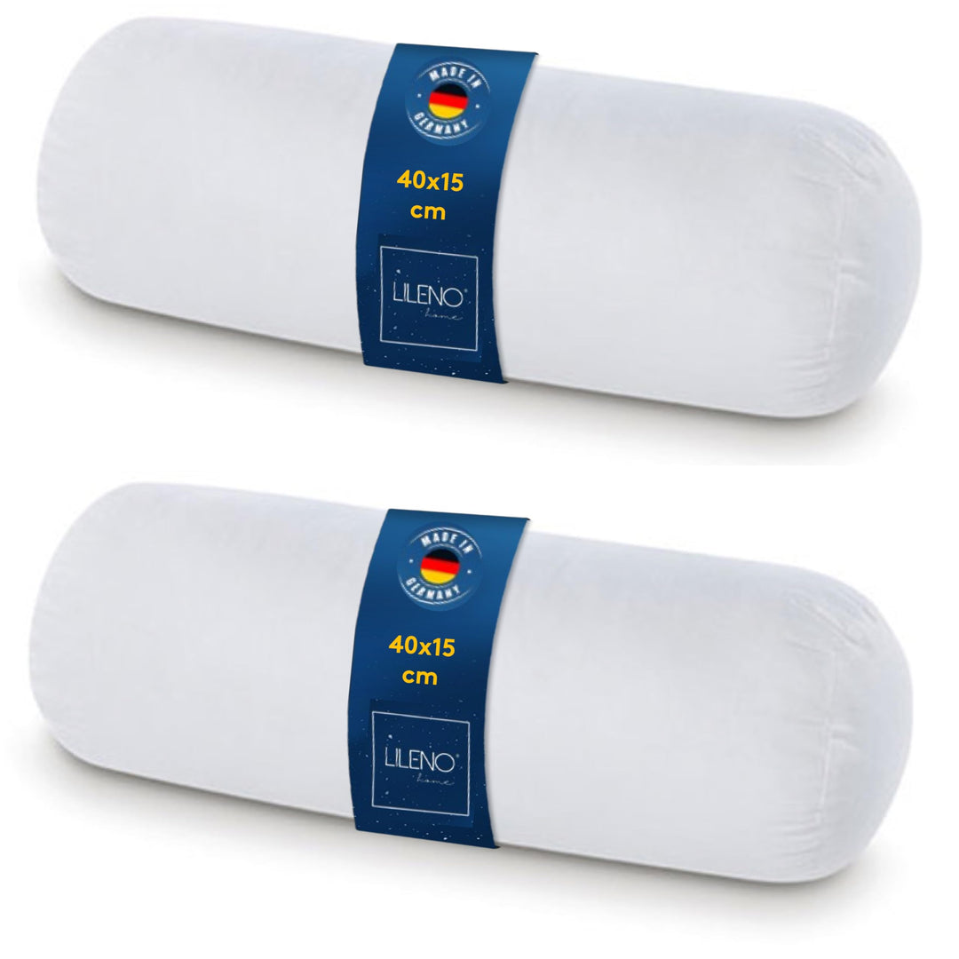 LILENO HOME Microfaser Nackenrolle 15x40 cm [2er Set] bis 95 Grad waschbar mit Reissverschluss - Kop