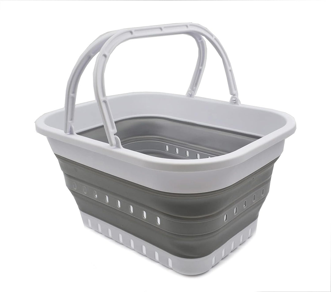 SAMMART 9.2L & 19L Faltbare Wanne mit Griff - Tragbarer Picknickkorb/Krater für den Aussenbereich -