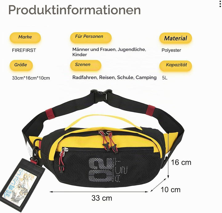 FIREFIRST x Hatsune Miku &amp; Kagamine Rin/Len Schultertaschen Mode-Hüfttaschen Gelb W33×H16×D10 (cm),