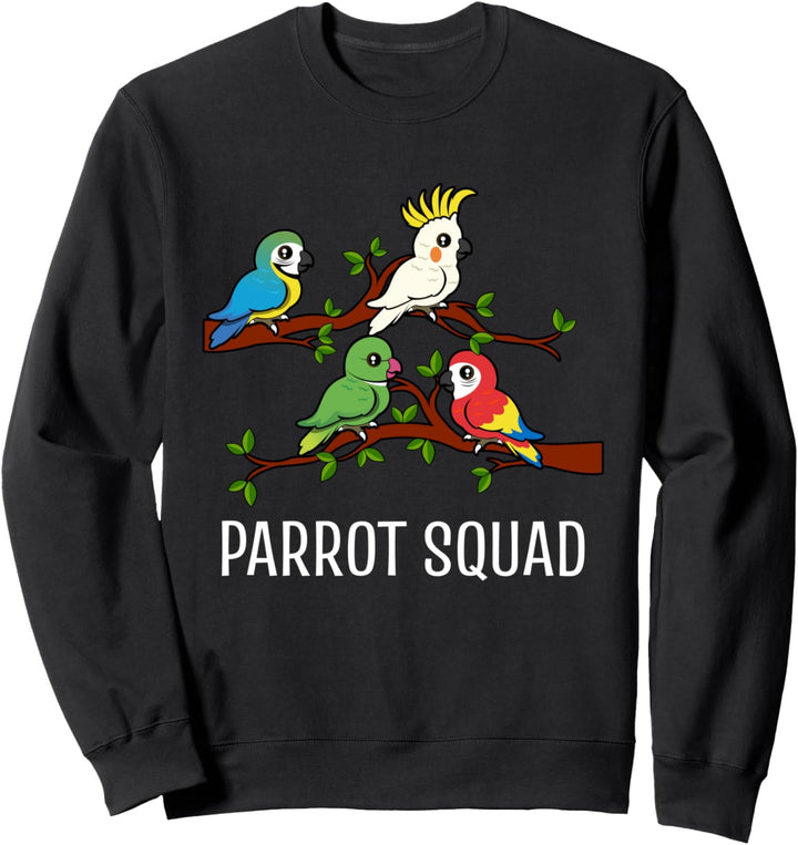 Parrot Squad Lustige Vögel auf Baum Sweatshirt