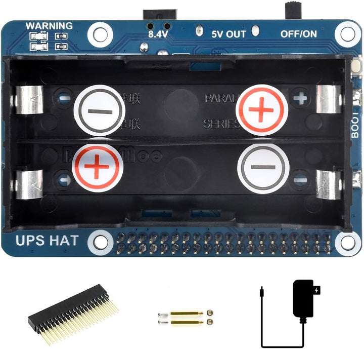 Waveshare UPS HAT Compatible with Raspberry Pi 5V Uninterruptible Power Supply Multi Battery Protect