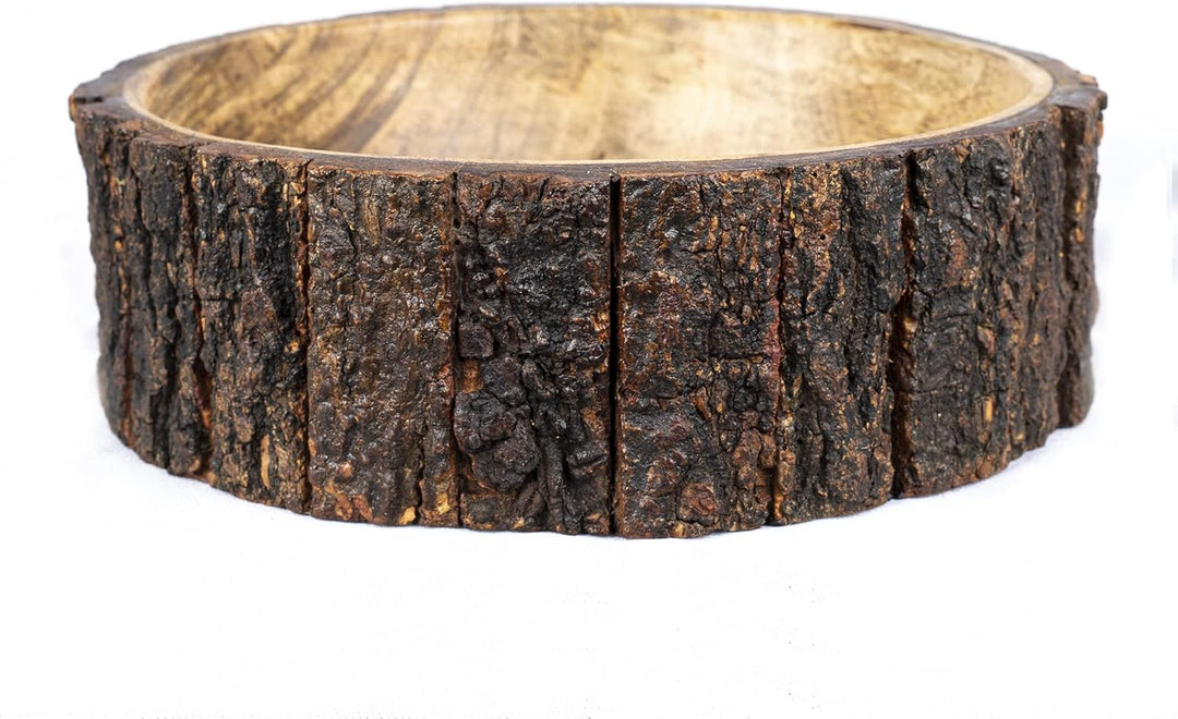 GoCraft Dekorative Schale aus Mangoholz mit Baumrinde, mittelgross, 19,1 cm Durchmesser x 7 cm Höhe,