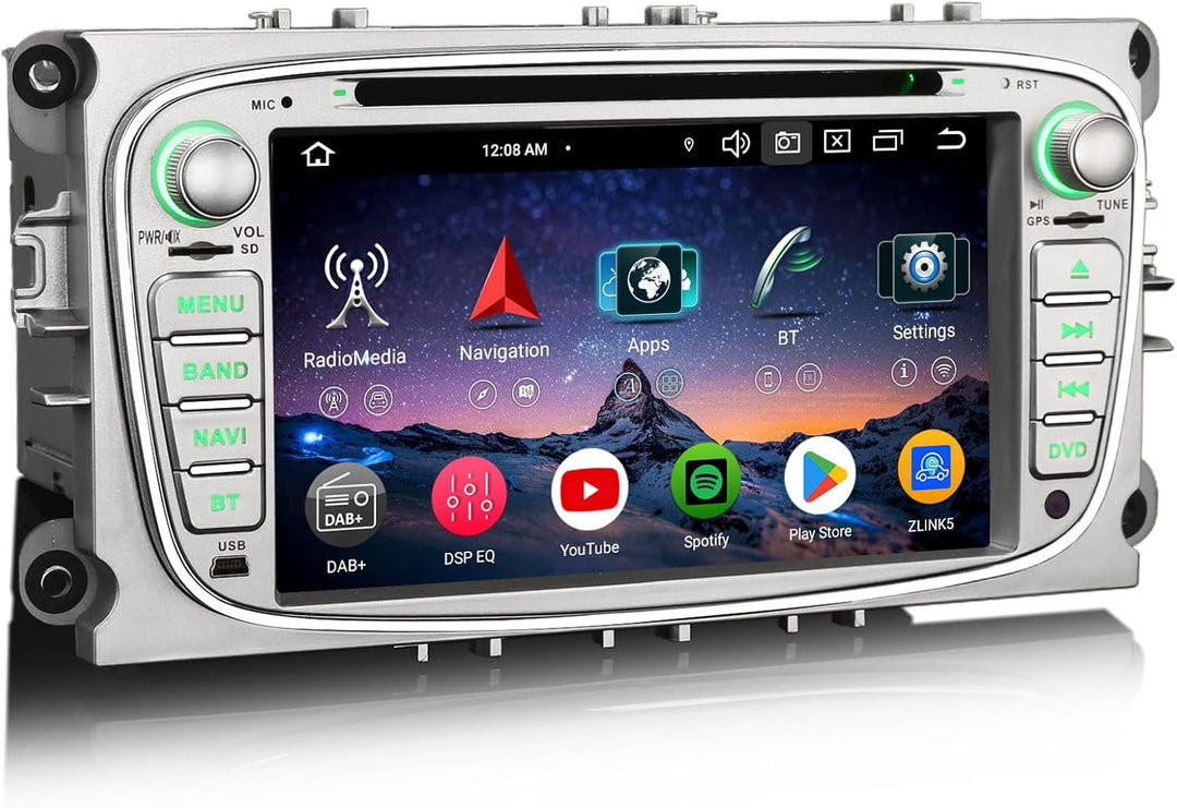 Erisin 7 Zoll 8-Kern 4GB RAM 64GB ROM Android 12 Autoradio 2din mit GPS Navi für Ford Focus Mondeo S