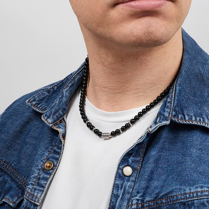 Handgemachte Herren Tigerauge Onyx Perlenkette Kette Natürliche Edelsteine Heilung Kristallschmuck (
