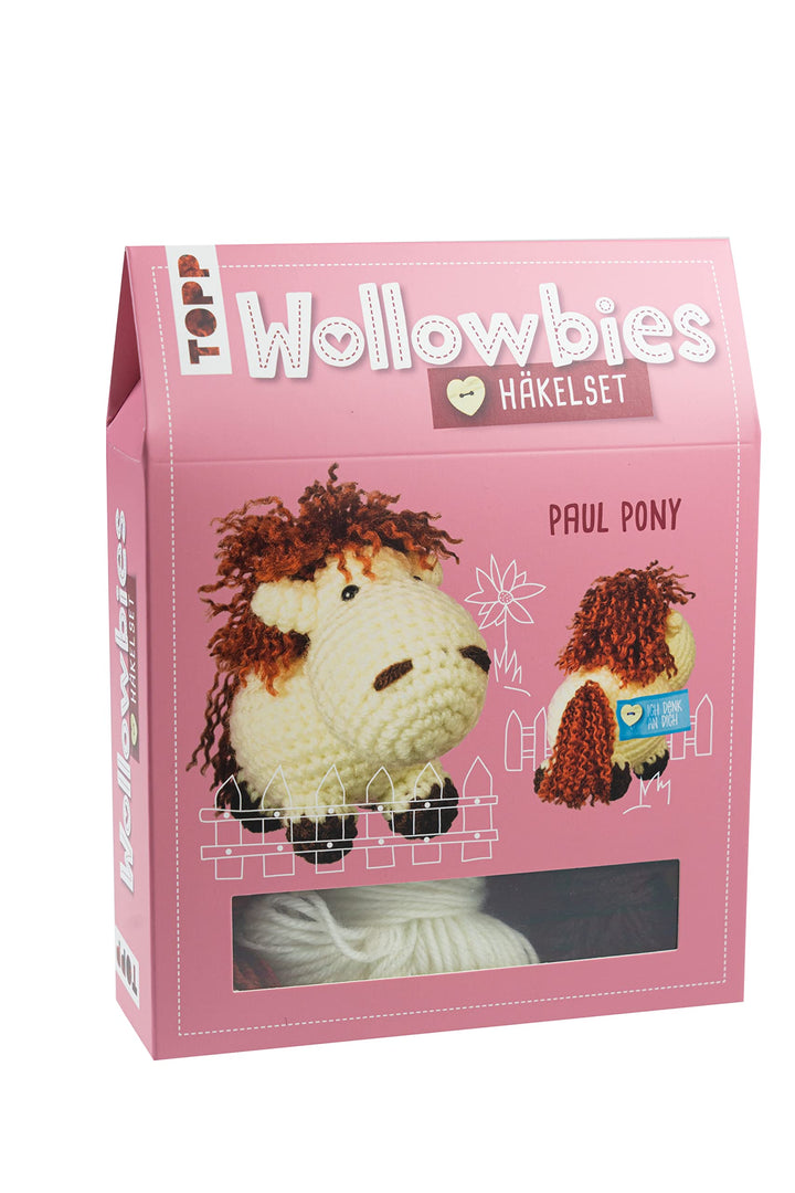 Wollowbies Häkelset Pony: Anleitung und Material für ein Pony zum Selber-Häkeln. Mit Holzknopf und S