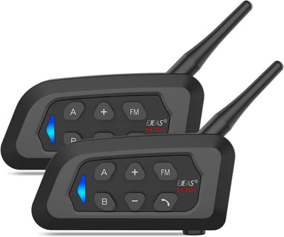 EJEAS V4 Plus Motorrad Gegensprechanlage, Motorradhelm Bluetooth 5.1 Headset mit FM und CVC Rauschun