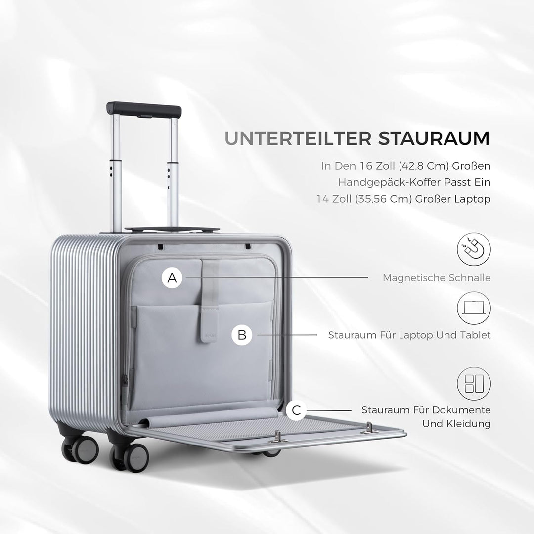 TUPLUS Koffer Aluminium Trolley Rollkoffer mit 4 Rollen Reisekoffer Handgepäck Hartschalenkoffer mit
