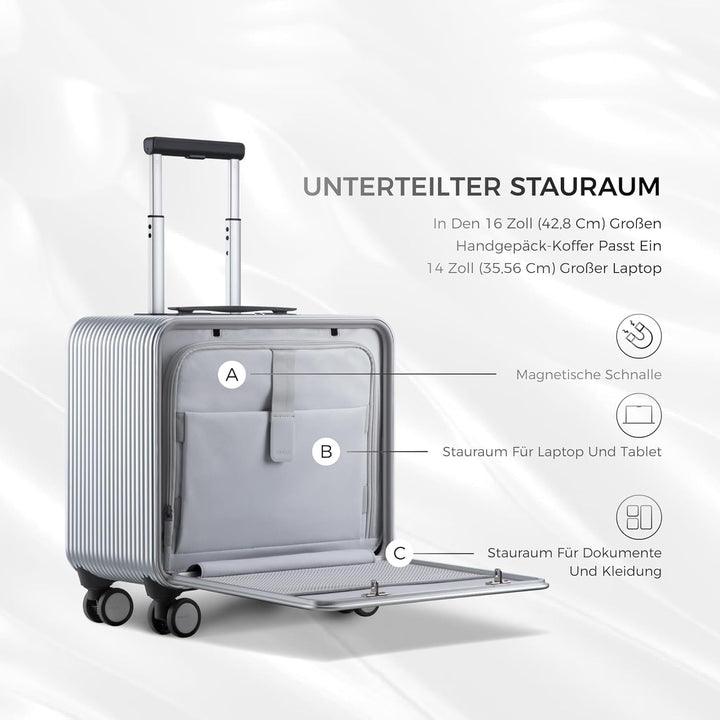 TUPLUS Koffer Aluminium Trolley Rollkoffer mit 4 Rollen Reisekoffer Handgepäck Hartschalenkoffer mit