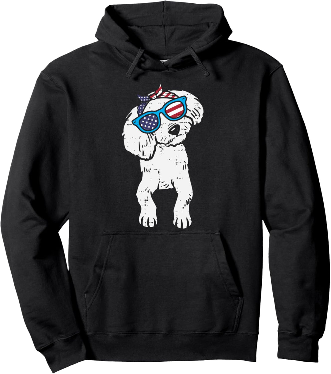 Bandana Poodle American USA 4th Of July Fourth Dog Women Pullover Hoodie