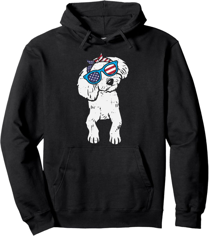 Bandana Poodle American USA 4th Of July Fourth Dog Women Pullover Hoodie