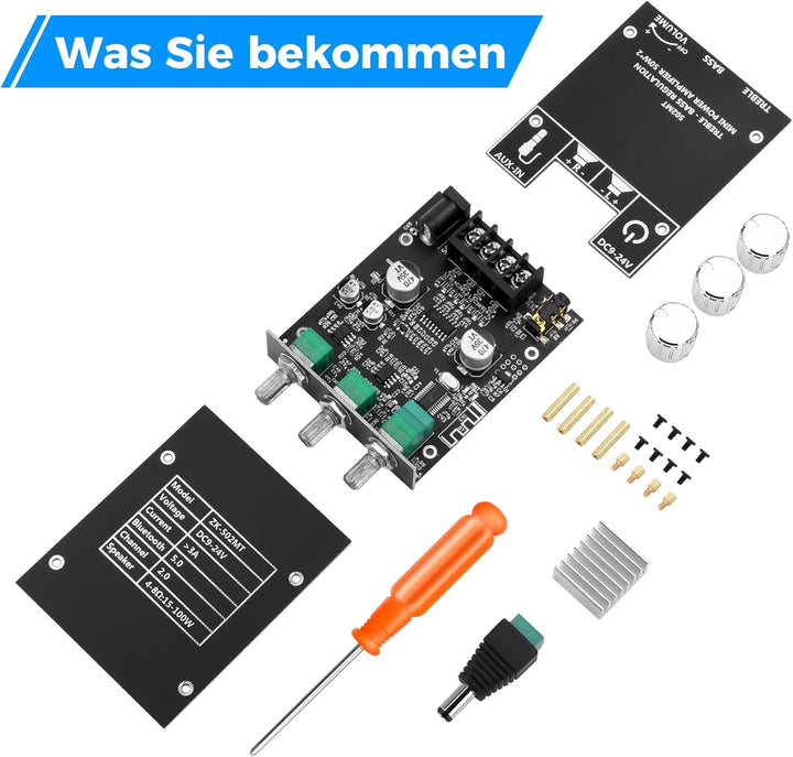 KKMOL 502MT 2x50W Bluetooth 5.0 Stereo Verstärker Board 2.0-Kanal Stereo Audio Empfänger Leistungsve