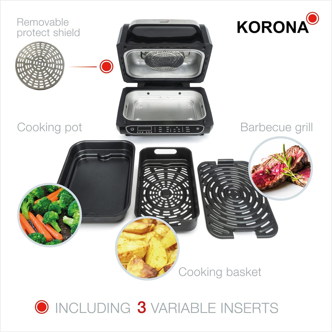 Korona 46160 8in1-Multifunktionsgrill| | Elektrogrill, Heissluftfritteuse, Backofen, Pizzaofen, Dörr