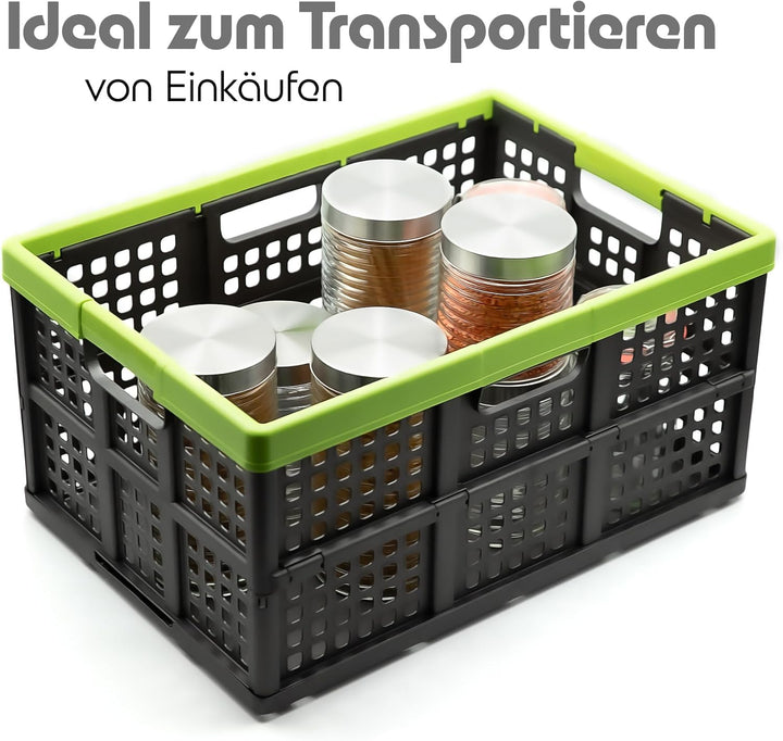 BigDean Klappbox faltbar &amp; extrem stabil aus robustem Kunststoff in Anthrazit – Klappkorb ideal für