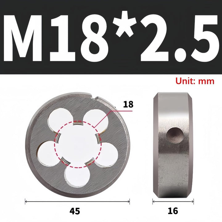 Legiertem Stahl Gewindeschneider M18 x 2.5mm Schneideisen Gewindeschneideisen für Aussengewinde M18x