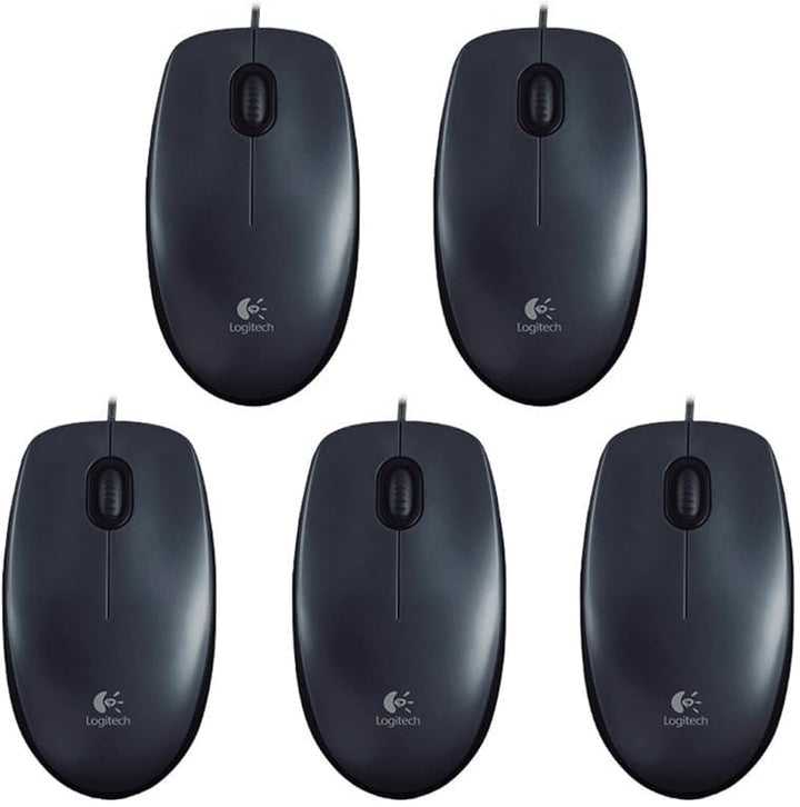 Logitech B100 Maus mit Kabel, USB-Anschluss, 800 DPI Optischer Sensor, 3 Tasten, Für Links- und Rech