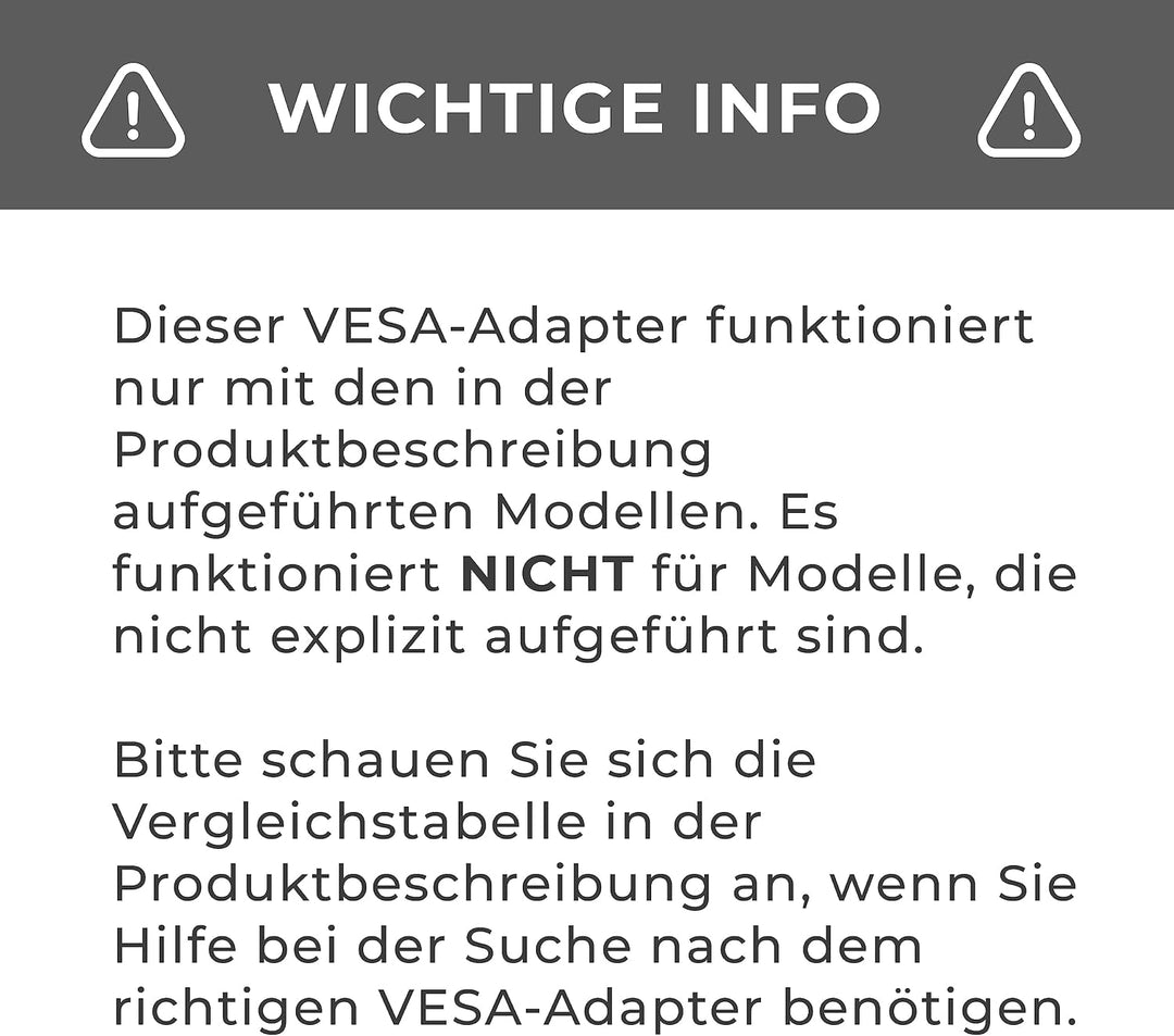 HumanCentric VESA Adapter Halterung für HP Pavilion 25xi, 25bw, 25vx, 27xi, 27bw, 27vx (V2) - by One