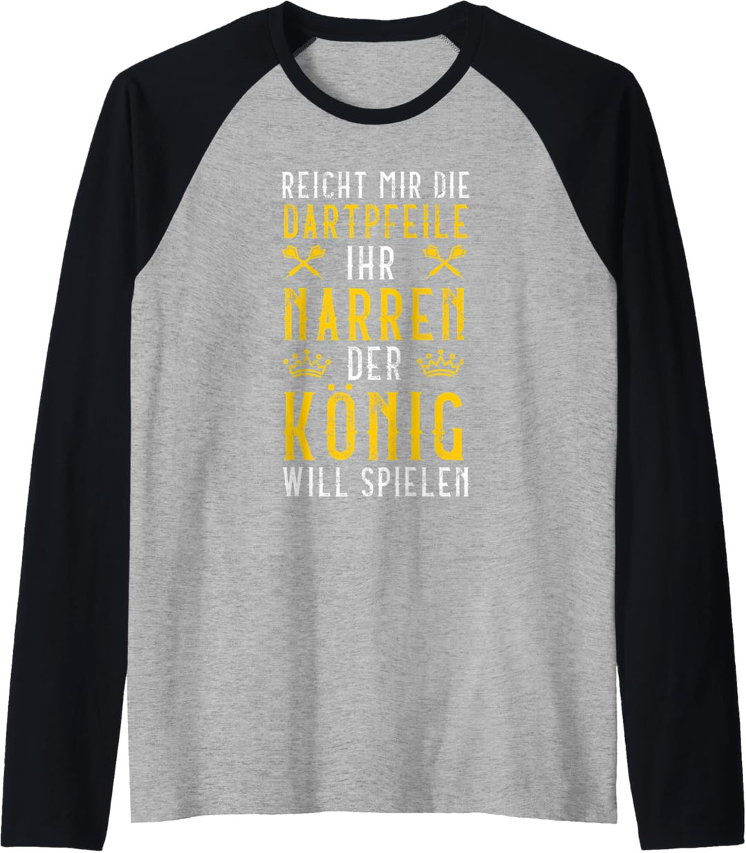 Herren Dart König Krone Dart Scheibe Darts Kostüm Hemd Outfit Raglan