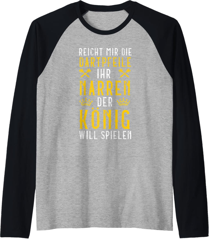 Herren Dart König Krone Dart Scheibe Darts Kostüm Hemd Outfit Raglan