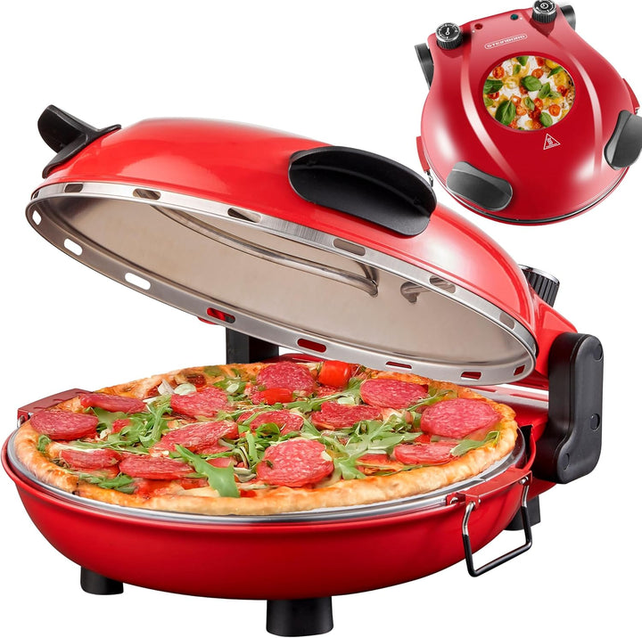 Pizzaofen elektrisch mit 32 cm Pizzastein | 390°C | Pizzabackofen | Pizza-Backstation | Elektrischer