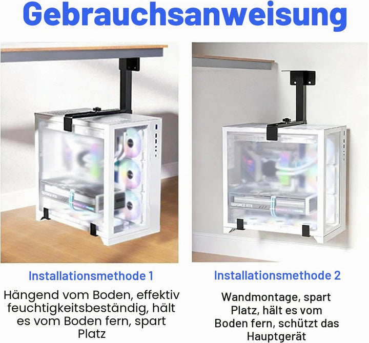 PC Halterung Unter Schreibtisch，PC Wandhalterung，Computer Aufhängung Halter für Untertisch, Vollstän