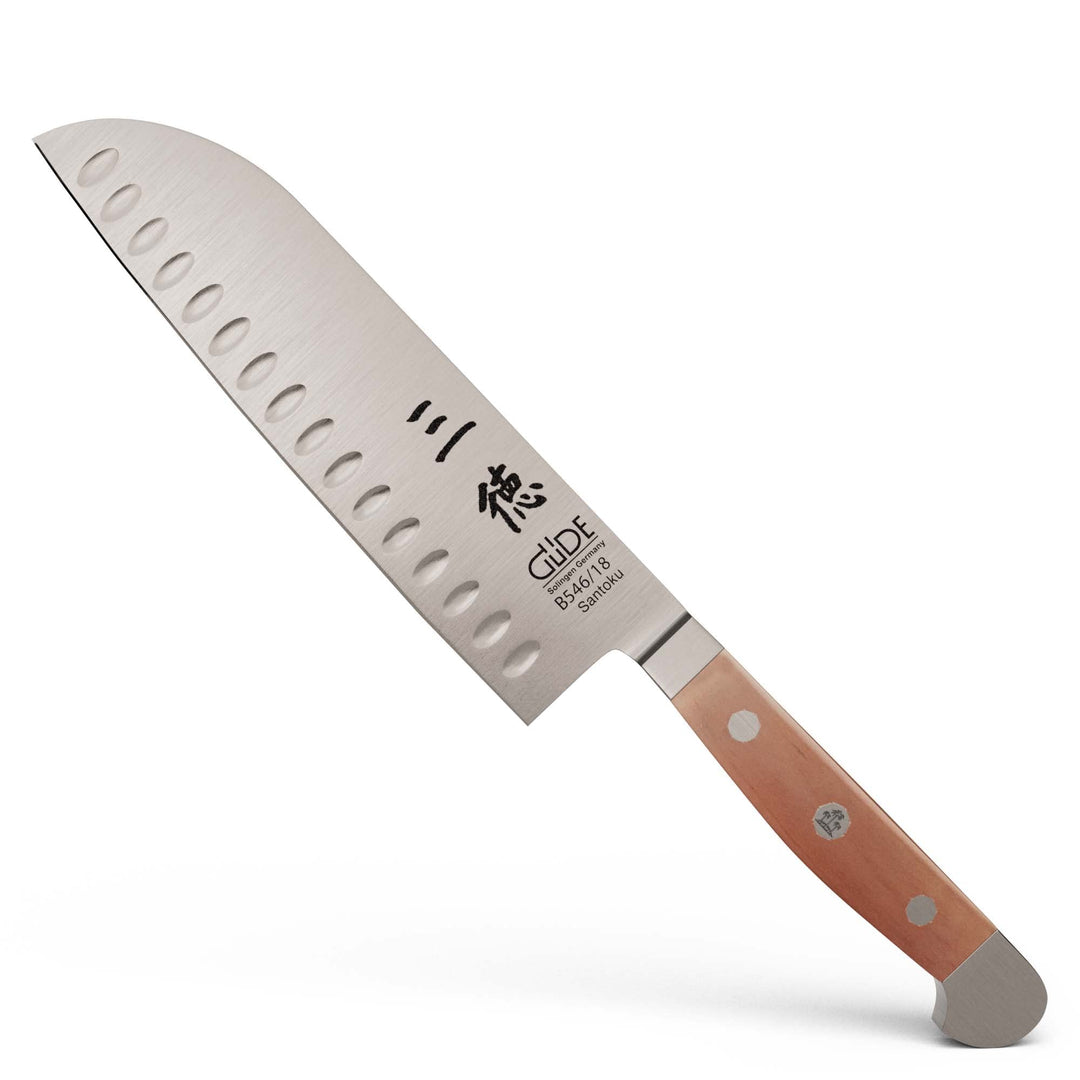 GÜDE Solingen - Santoku mit Kulle geschmiedet, 18 cm, Birnenholz, ALPHA BIRNE, Doppelkropf, Handmade
