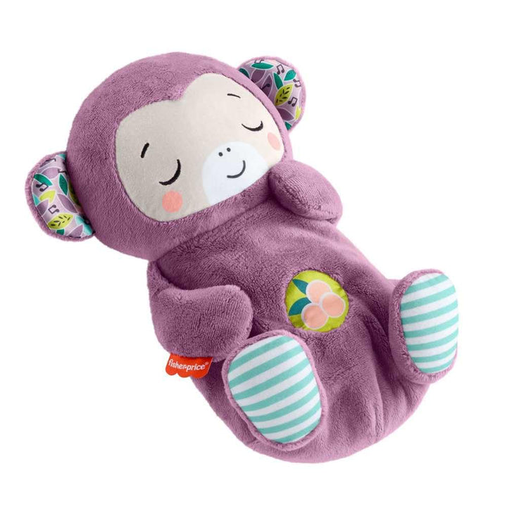 Fisher-Price Baby-Spielzeug Lila Schlummer-Affe, tragbare Plüsch-Spieluhr mit Atembewegungen und Lic