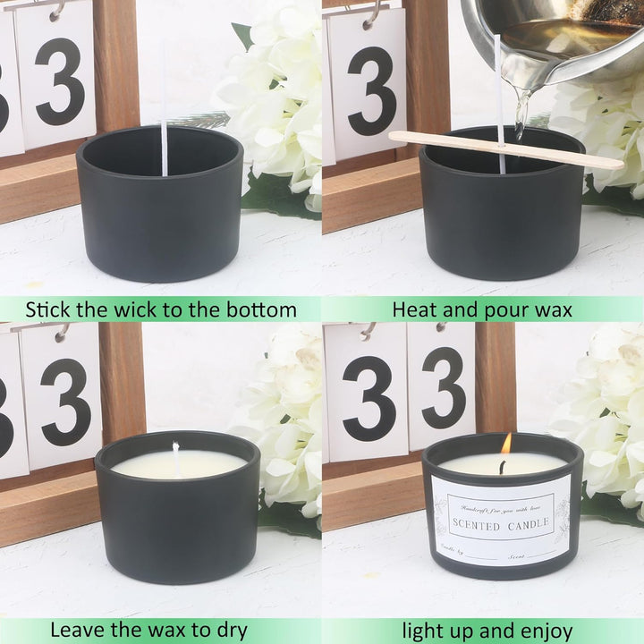 MILIVIXAY 20 Stück 118 ml mattschwarze Glaskerzengläser mit Deckel und Kerzenherstellungs-Kits – Gro