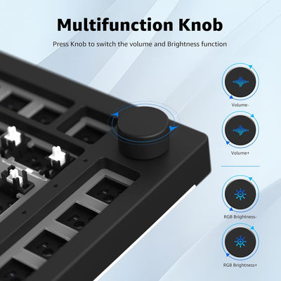 Akko 5075S Mechanische Tastatur Kit, Barebones Gaming Keyboard Wired, Unterstützt QMK/VIA Programmie