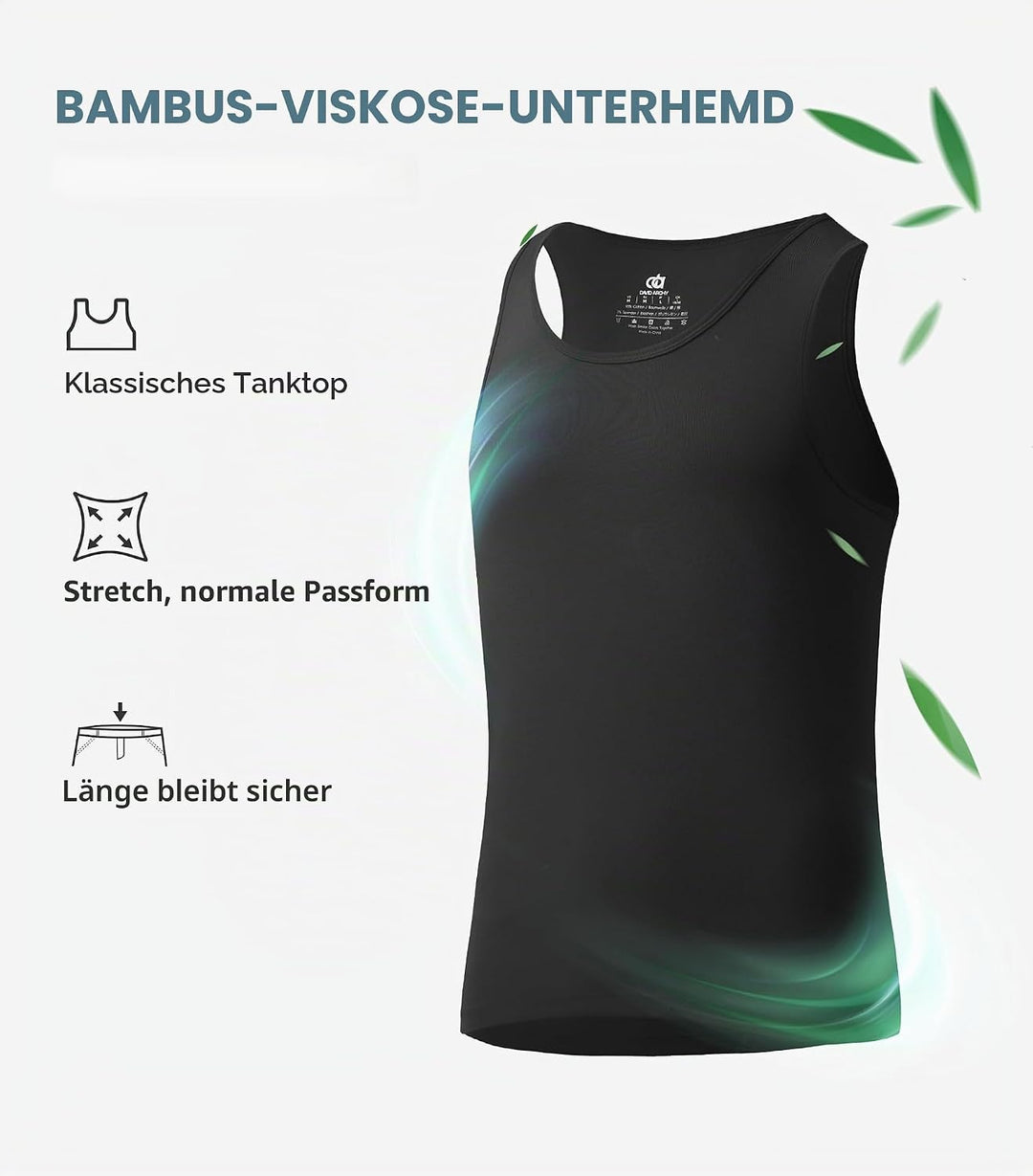 DAVID ARCHY Herren Tank Top Unterhemd mit Rundhals-Ausschnitt aus Bambusfaser,3er or 5er Pack, 3pack